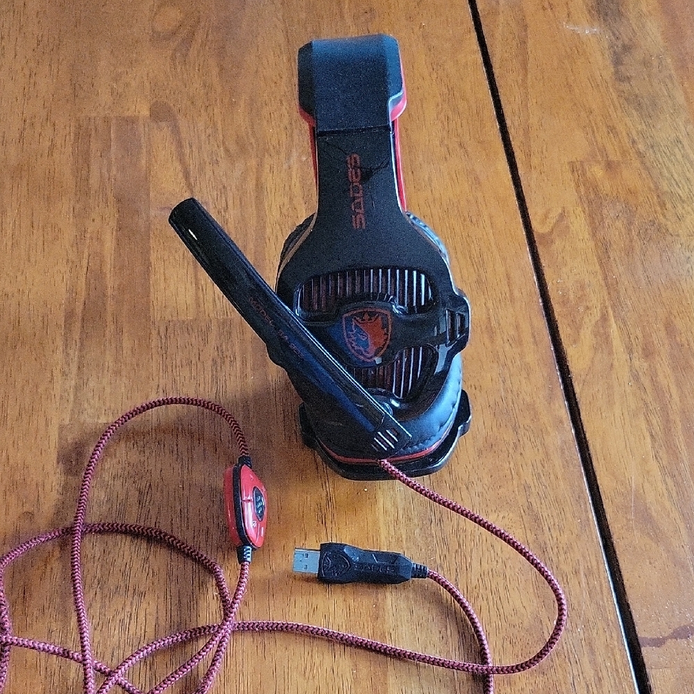 Sades SA-903 Red Black Gaming Headset Headphones